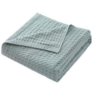 Waffles Texture Lightweight Blanket Cooling Cotton Waffles for Bed Sofa Breathable Cottonfor Adults Kids Blanket Layer