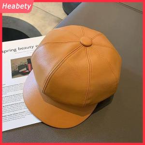 Heabety Phụ Nữ Thời Trang Beret Rắn Beret Cap PU Da Beret Pháp Nghệ Sĩ Ấm Beanie Hat Nữ Phụ Nữ Hat Cô Gái Mũ