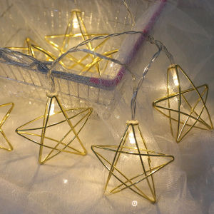 【2nd 50% off】Wrought iron LED three-dimensional hollow string lamp love star lamp bedroom holiday wedding decorations scene props layout