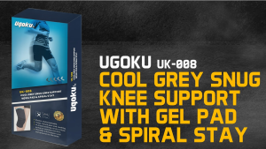 Ugoku Cool Grey Snug Knee Support with Gel Pad & Spiral Stay UK-008 FREE Physiotherapist E-Consultation RM 50 Malaysia MDA Approved Quality