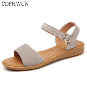 CDFHWUN Flat Sandals for Women on Sale Ladies Hollow Buckle Sandals Female Soft Beach Shoes Summer Casual Shoes