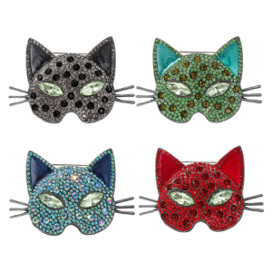 Retro Cats Head Rhinestones Pin Elegant Handcrafted Design Handmade Gift For Birthdays Anniversaries Parties