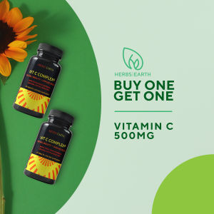 Buy One Get One Vitamin C 500MG Immunity Complex Flu Fighter with Calcium Citrus Bioflavonoids Rose Hips Rutin All Natural Immune Defender & Energy Booster Antacid Anti Viral Prophylaxis Anti Bacterial Made in the USA from Herbs of the Earth