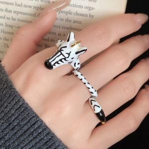 REEBO Pony Horse Animal Horse Ring Set Delicate Vintage Opening Finger Ring Jewelry Trendy Cartoon Glaze Ring Valentines Day Gift