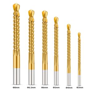 6 pcs hss titanium drill bit set for wood metal plastic 3-8mm drilling cutting grooving