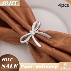 SDJZT 4pcs Vàng Bow Khăn ăn Vòng khăn ăn tái sử dụng chủ thích hợp cho ngày Valentine Các bên và trang trí bàn đám cưới