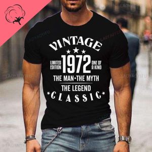 Vintage 1972 The Man The Myth The Legend Classic Cotton T-shirts Men Summer Tee Shirt Femme Casual Short Sleeve Round Neck Tops