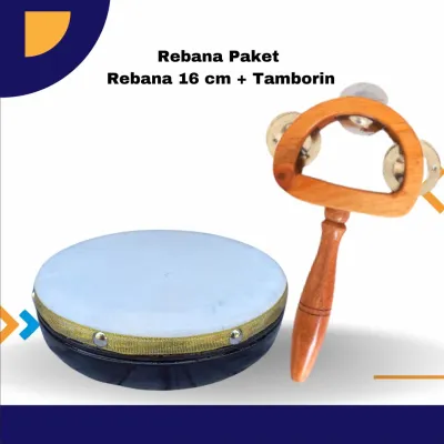 Rebana hadroh murah ukuran 16 cm Rebana mainan rebana kotek kecil rebana kayu mangga ukuran 16 cm rebana anak instrumen tradisional