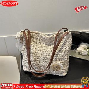 [HOSPORT Official Mall] Women Straw Woven Tote Handbag Large Capacity Shoulder Bag Female Hobo Purse for Travel Shopping Daily Use