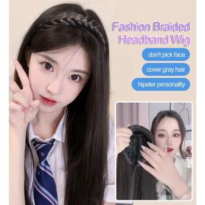 Lonice Store Womens U-shaped wig long hair half headgear braided headband