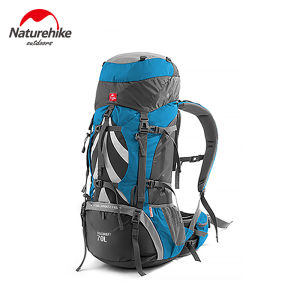Naturehike Outdoor New Upgraded 70Liter +5L Hiking BigPack Professional Backpack CR Piggyback System Water Repellent Nylon Fabric with Rain Cover NH70B070-B