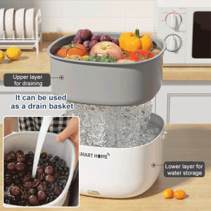 Ultrasonic large capacity double-layer vegetable washing basket Fruit and vegetable ingredients purifier to remove pesticide residues