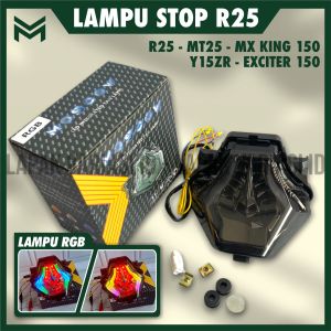 STOPLAMP BELAKANG 3IN1 RGB YAMAHA R25 MT25 MX KING PLUS MAGNET BUAT GANTI MOD STOPLAMP LAMPU STOP 3IN1 R25 OLD MX KING LAMPU STOP BELAKANG SEIN LED PLUS MAGNET YAMAHA R25 MX KING Stoplamp RGB 3 in 1 Plus Lampu Sen Lampu Rem Belakang R25 MX King MT 25