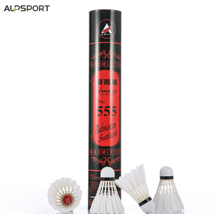 ALP 555 12Pcs White Badminton Shuttlecock Yonex Goose Feather Durable ...