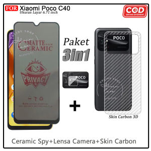 PAKET 3IN1 Anti Gores Ceramik Matte Xiaomi Poco C40 Poco M4 Pro Anti Spy Kaca Full Cover