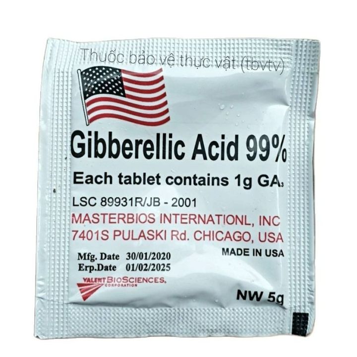 💎 Phân bón GA3 Mỹ Gibberellic Acid 99% (Viên 5g)🌱 Giúp vọt cây, tăng khả sinh trưởng, hạn chế bệnh hại.