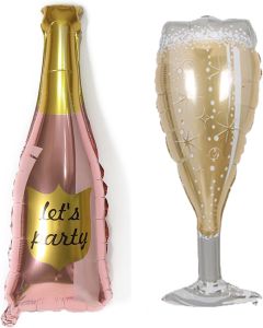 2 Pcs Party Wine Bottles and Goblet Balloons Wine Bottles and Cups Mylar Foil Balloons for Men Women Birthday Party Wedding Baby Shower Party Themed Party Decorations Supplies
