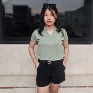 RS - KAOS CROP TOP WANITA LAURINE BERKERAH