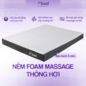 Nệm Foam Massage Thông Hơi Zzbed - Bảo Hành 5 Năm - Chất Liệu Foam HD Đàn Hồi Tốt Không Xẹp Lún Không Gây Đau Lưng