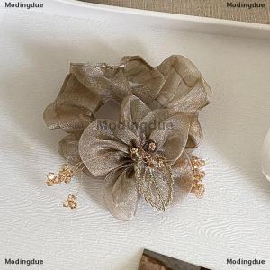 [COD] Modingdue Elegant Rhinestone Flower Tie Hair Rope Female Ponytail Ball Head Rubber Band Scrunchie Ring