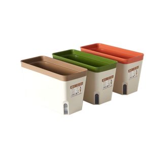 HUANG Durable Flower Box Self Watering Double Layer Vegetable Pot Modern Rectangle Plant Pot Indoor