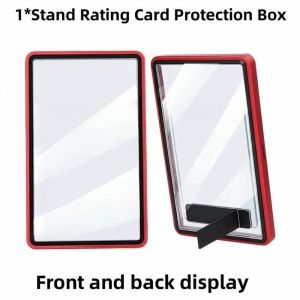 DAWEIF with Stand PSA/CGC Graded Card Protective Box 2-in-1 Transparent Metal ic Case Exclusive Double-sided Glass Card Protective Case Card Display
