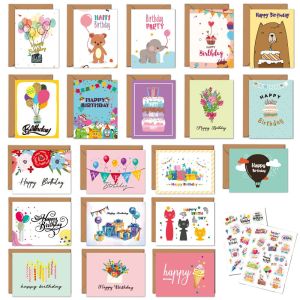 LANCE 20pcs DIY Birthday Greeting Card Blessing Combination Set Happy Birthday Card Creative Handwriting Message Cards For Kids Friends Family