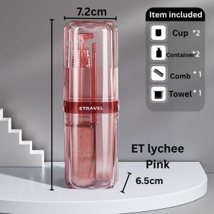 Portable Travel Toiletries Set with Removable Bottles for Bathroom Use