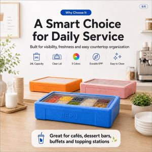 24L Insulated Display Box Clear Cover Kotak Ais Food Grade Transparent Lid Hot & Cold Insulated Box Dessert Fruit Cake Topping Storage for Cafe Restaurant