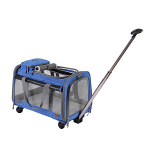 Pet Dog Cat Trolley Case Carrier withPortable Detachabe Wheels Breathable Pet Travel Stroller Bag With Extendable Handle