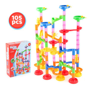 ThaiTrendy Marble Run 93 ชิ้น บล็อก ของเล่นตัวต่อ ชุดของเล่นข้อต่อรางสไลด์เดอร์ลูกแก้ว