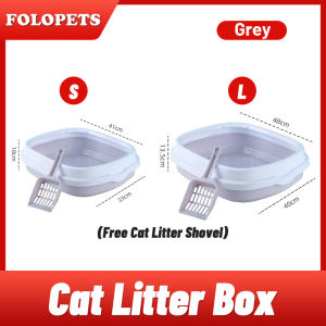 FOLOPETS Cat Litter Box High cover Cat Kitten Litter Box with Scoop Deodorization leakage prevention Open Cat Litter Box