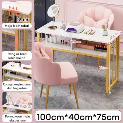 Meja Kuku Nail Art Meja Nail Art 80-120CM Meja Kerja Multifungsi Meja Salon Kuku Meja Manikur Ganda