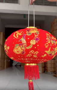 Đèn lồng treo Tết 2025 - Lồng đèn tết nhung đỏ 3D in dập kim hình Lân nhung dày bền màu trang trí cửa cổng nhà cây nêu quán cà phê dịp Tết