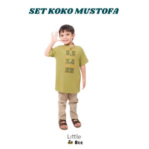 Littlebee Mustofa Olive - Setelan Koko Anak Size 1-5 Tahun Baju koko Kaos Laki-laki