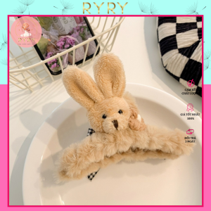 Kẹp Tóc Kẹp Gấp Phủ Lông Mịn Hình Gấu Thỏ Đáng Yêu Xinh Xắn