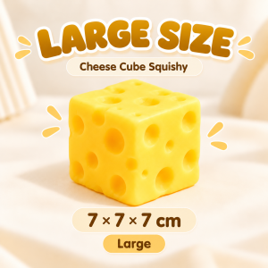 Yowxii Cheese Cube Squishy Toy Soft Squeeze Stress Relief Fidget Toy Cute Yellow Cheese Sensory Toy for Kids and Adults 5cm 6cm 7cm