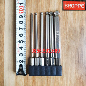 Mũi lục giác bi cho khoan có nam châm. Bộ đầu lục giác bóng dài 65mm 100mm 150mm hãng Broppe cao cấp