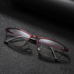 Anti-blue Reading Glasses Progressive Multifocal Reading Glasses for Men/Women Metal Frame Glasses Eyeglasses +100~+400