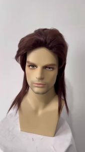 European and American style mens wig brown curly wig 80s Retro Cosplay Halloween Wig Set
