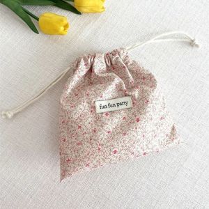 NAJIA Retro Floral Drawstring Bag Mini Colorful Makeup Bag Creative Cosmetic Bag Storage Pouch Women