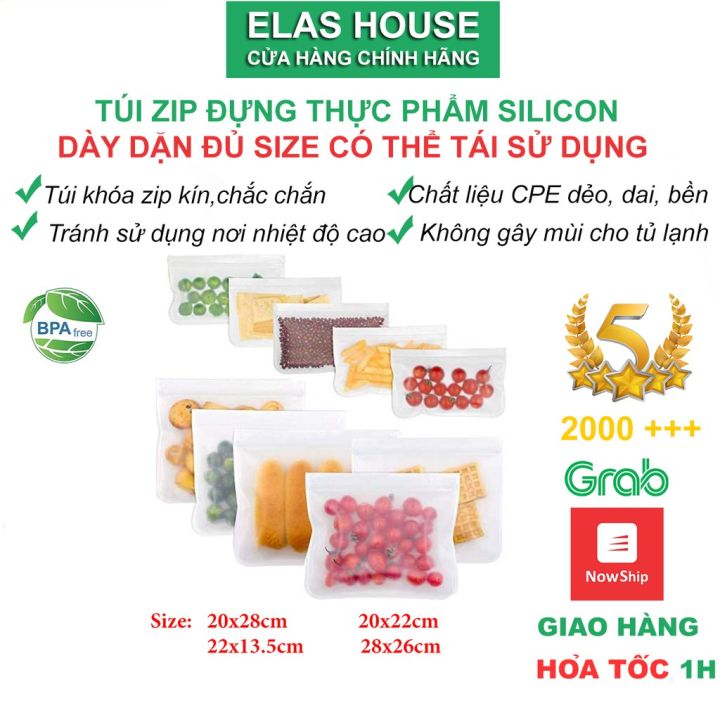 Túi Zip,Túi Zip Silicon Đựng Thực Phẩm,Túi Zipper,Túi Zip Silicon Có Thể Tái Sử Dụng Đa Năng Tiện Dụng Và An Toàn