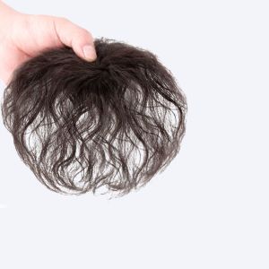 BEAUTYandLADIES Black Natual Brown Cover White Hair Bangs Toupees High Temperature Fiber Clip In For Hair Loss Fake Topper Fake Hair Piece 3D Hair Bangs Corn Curly Bangs Head Top Wig Block