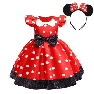 New Polka Dot Bow Sequin Little Fly Sleeve Princess Dress for Girls Christmas and Halloween Cosplay Performance Costume2026