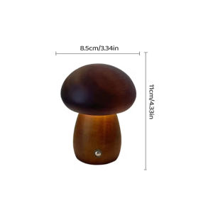 Rechargeable Mushroom Led Table Lamp Night Light Touch Dimming Wood Portable Desk Lights Cordless Wooden Bedside Decorative For Bedroom Dimmable 3 Color Mode Wireless Creative