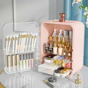 Large Capacity Multi-layer Translucent Drawer Cosmetic Storage Box Fashion Cosmetic Case with Mirror