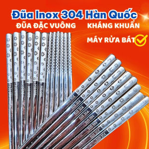 Đũa Inox SUS 304 Hàn Quốc Chống Trượt Cao Cấp Kháng Khuẩn Hàng Cao Cấp 5 đôi / bộ 🌸