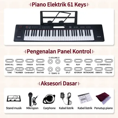 Benston Music- Keyboard Elektrik 61 Tuts Keyboard Untuk Pemula Portabel Keyboard Elektrik Cerdas Banyak Nada