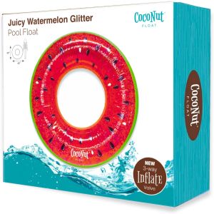 Phao bơi bơm hơi Coconut Outdoor Juicy Watermelon Glitter Pool Float cho lứa tuổi từ 8 trở lên 42" x 42" của Mỹ
