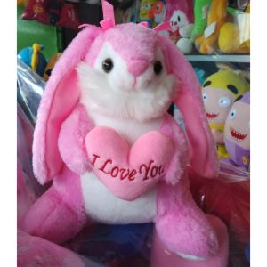 BONEKA KELINCI LOVE CANTIK CUTE PINK MAINAN